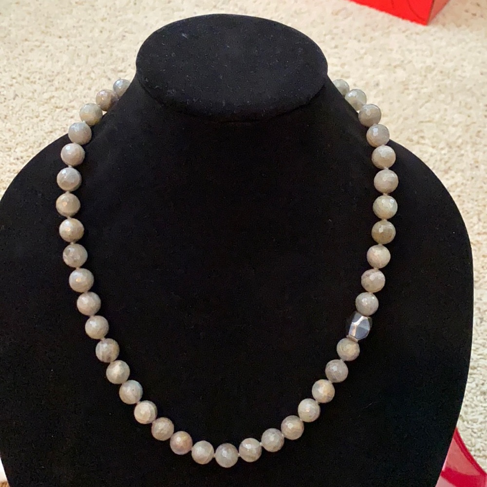 Jewelry designer Simon Sebbag’s pearl necklace with with silver bead